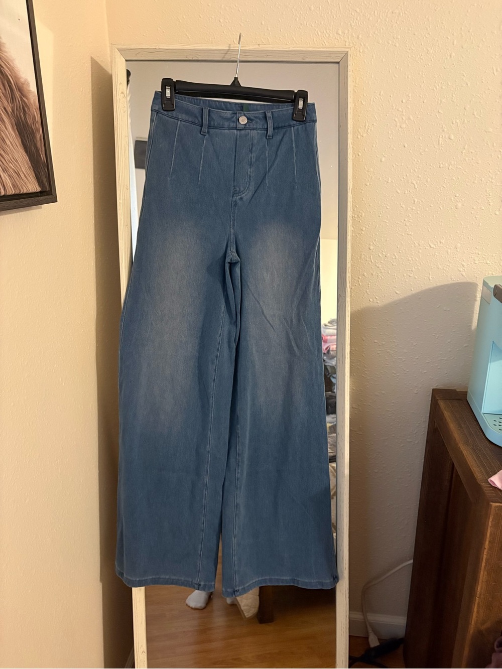 HALARA Medium Blue High-Rise Wide Leg Jeans